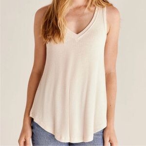 Z Supply Hacci Vagabond Ribbed Tank Size Medium Bone Cream